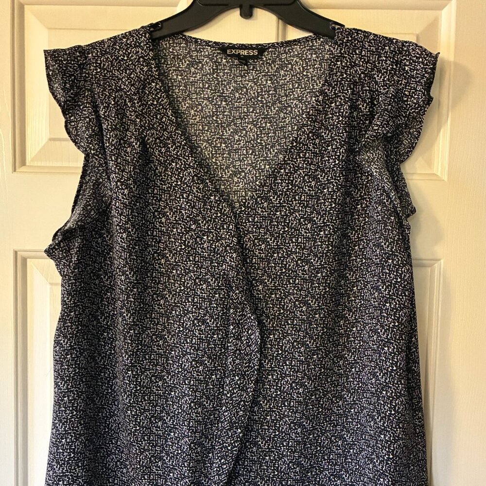 Express Navy Blue/White speckled top